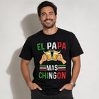 El Papa Mas Chingon funny dad graphic tee black front model