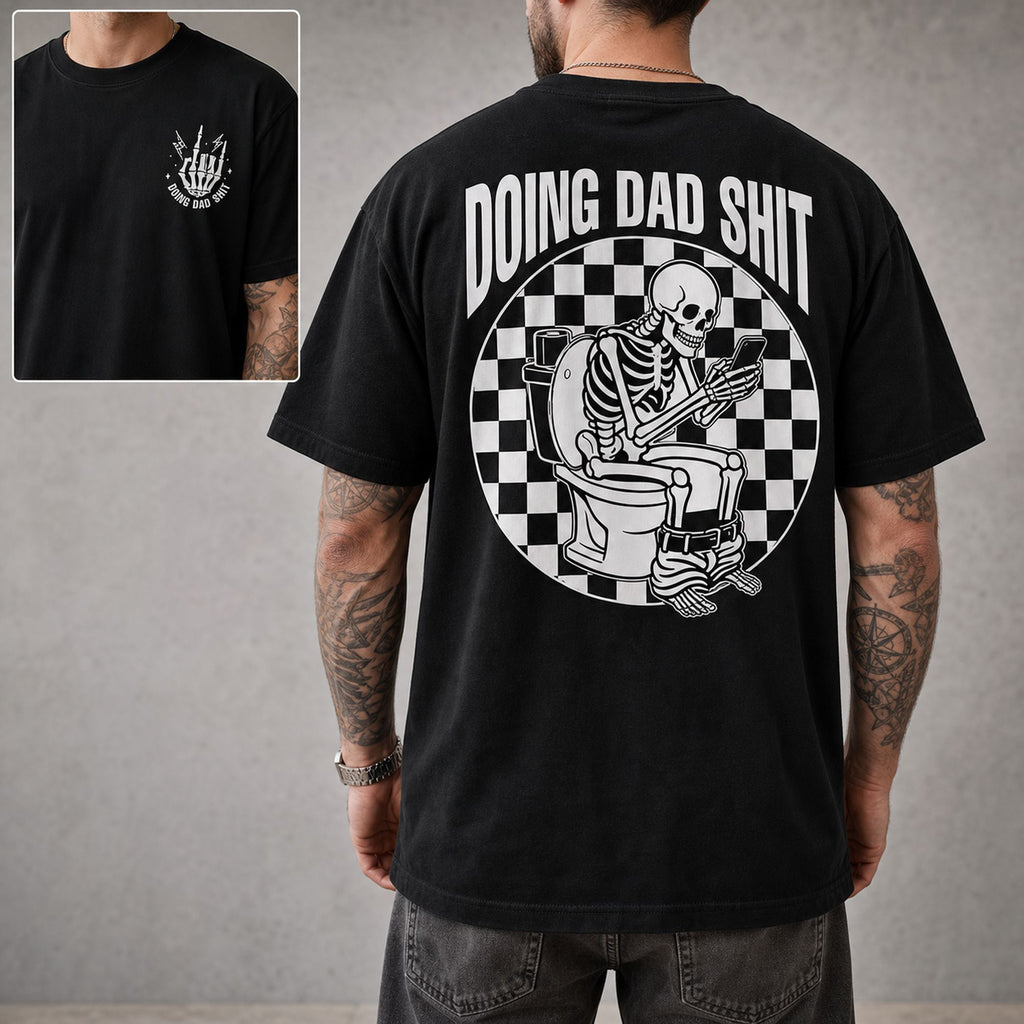 Doing Dad Shit funny dad graphic tee black back print inset model