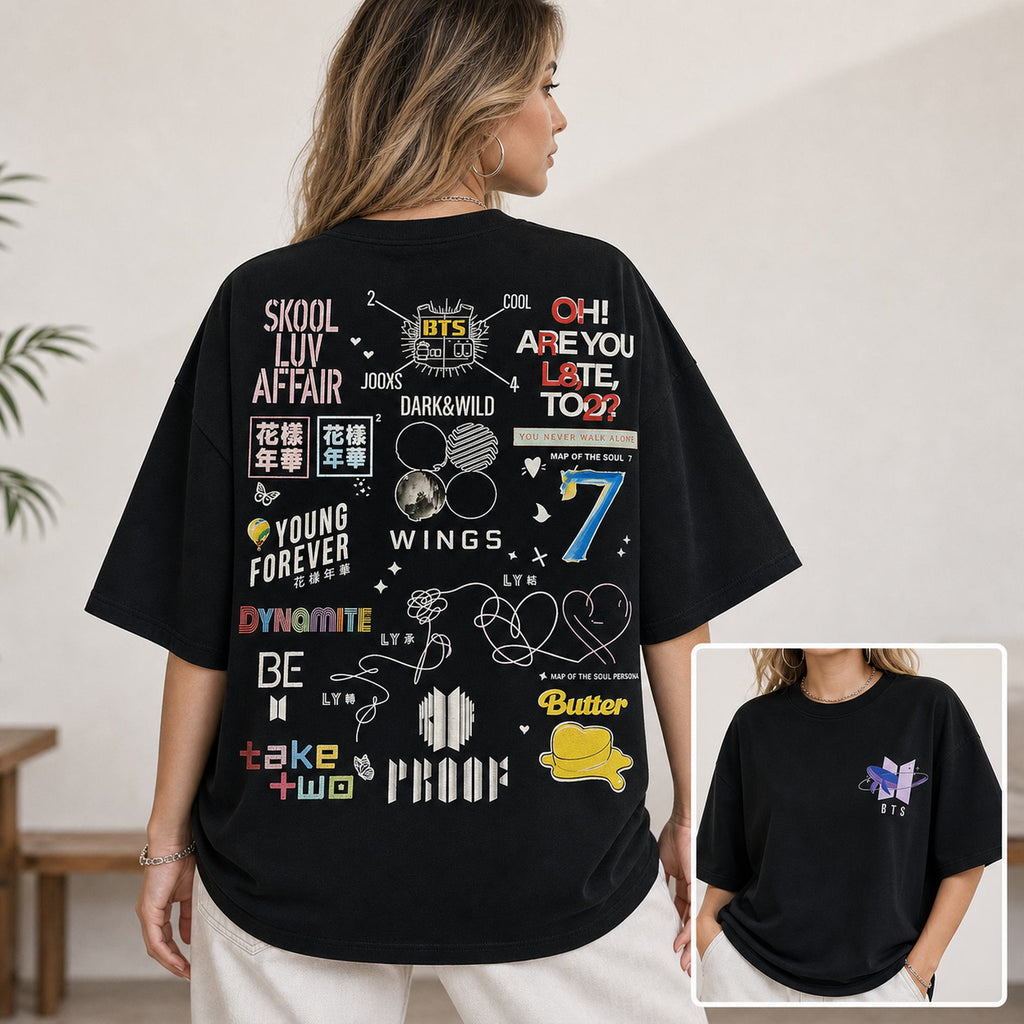 BTS 2026 Tour Graphic Tee front print product photo 01 | Diya Glow