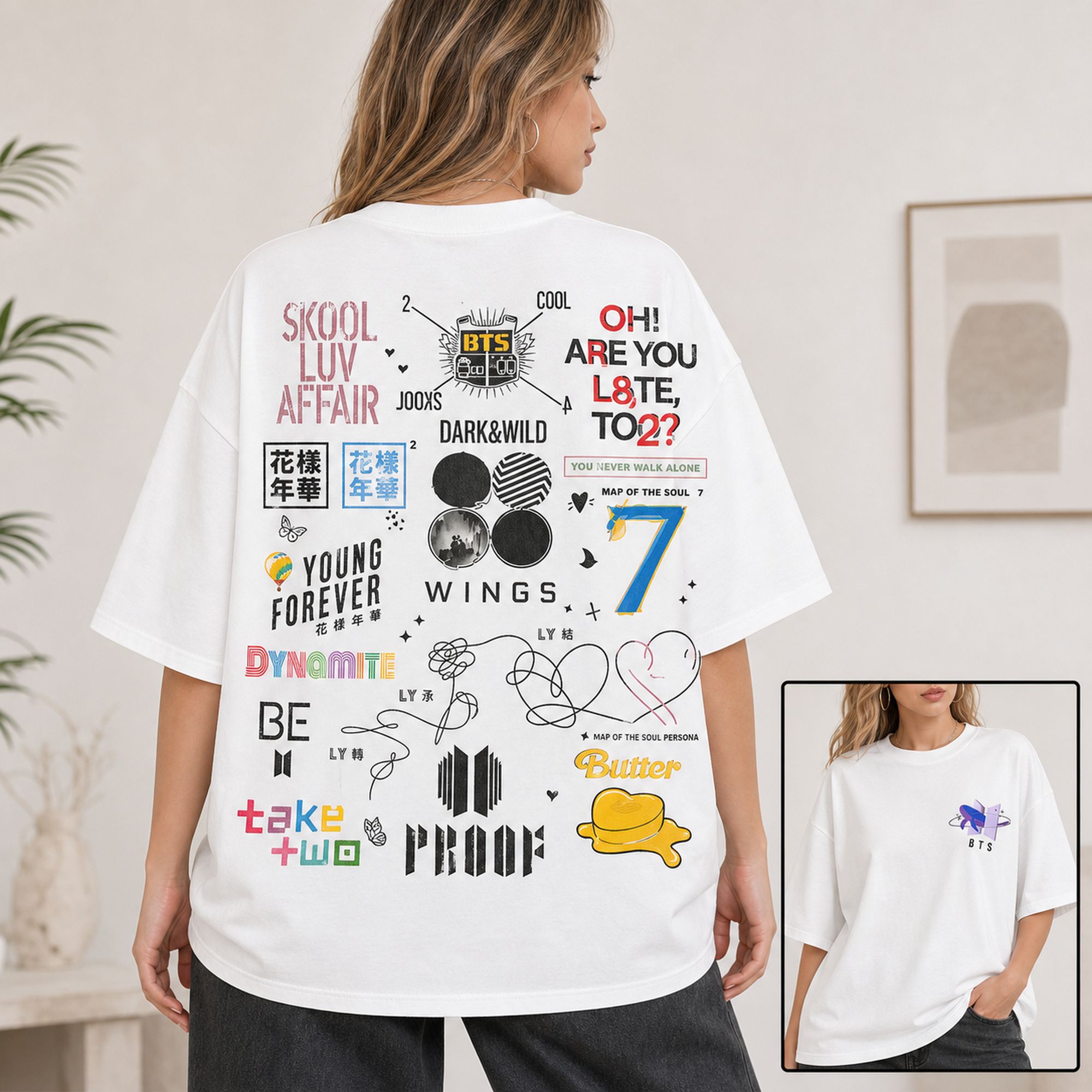BTS 2026 Tour Graphic Tee front print product photo 02 | Diya Glow
