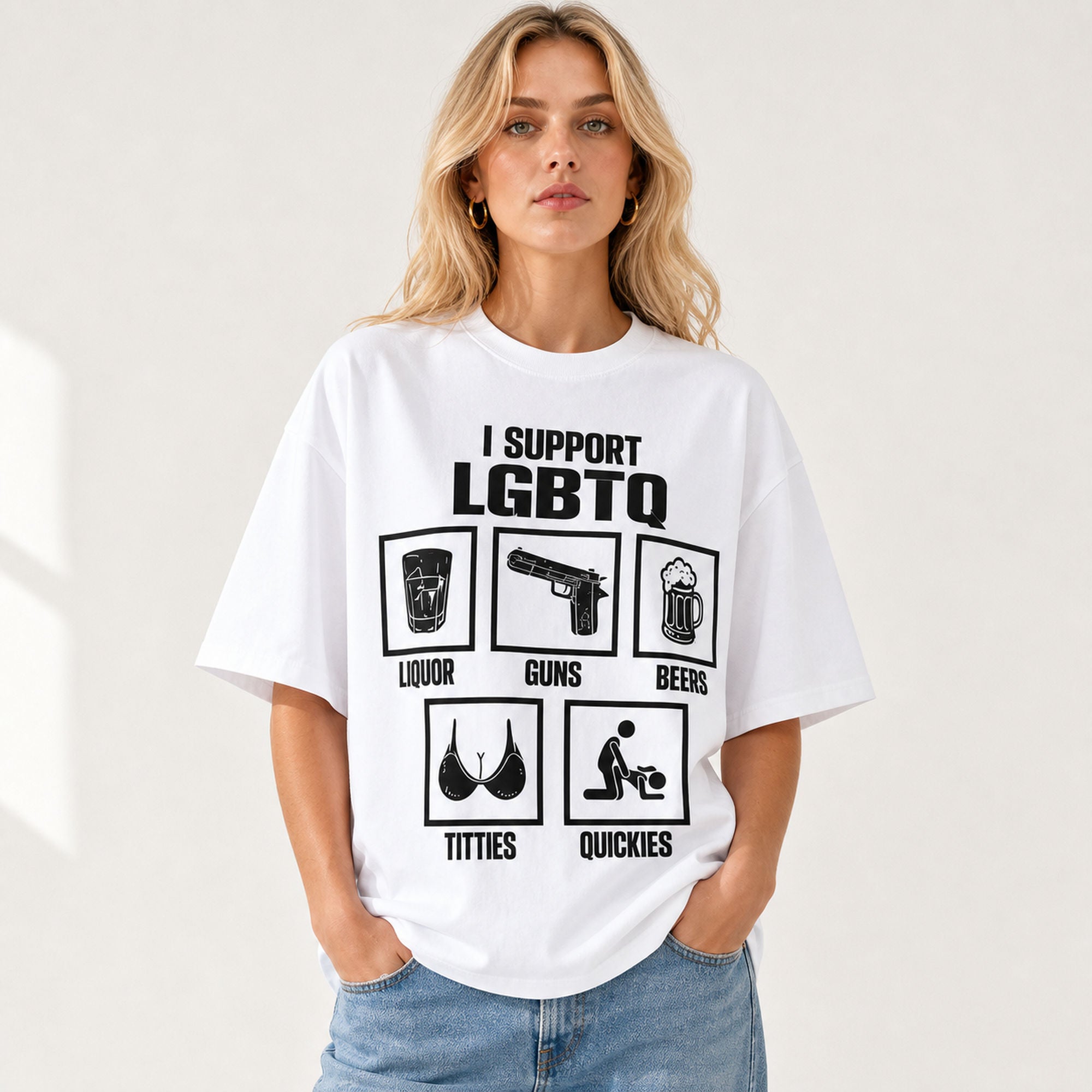 I Support LGBTQ Funny Graphic Tee front print product photo 02 | Diya Glow
