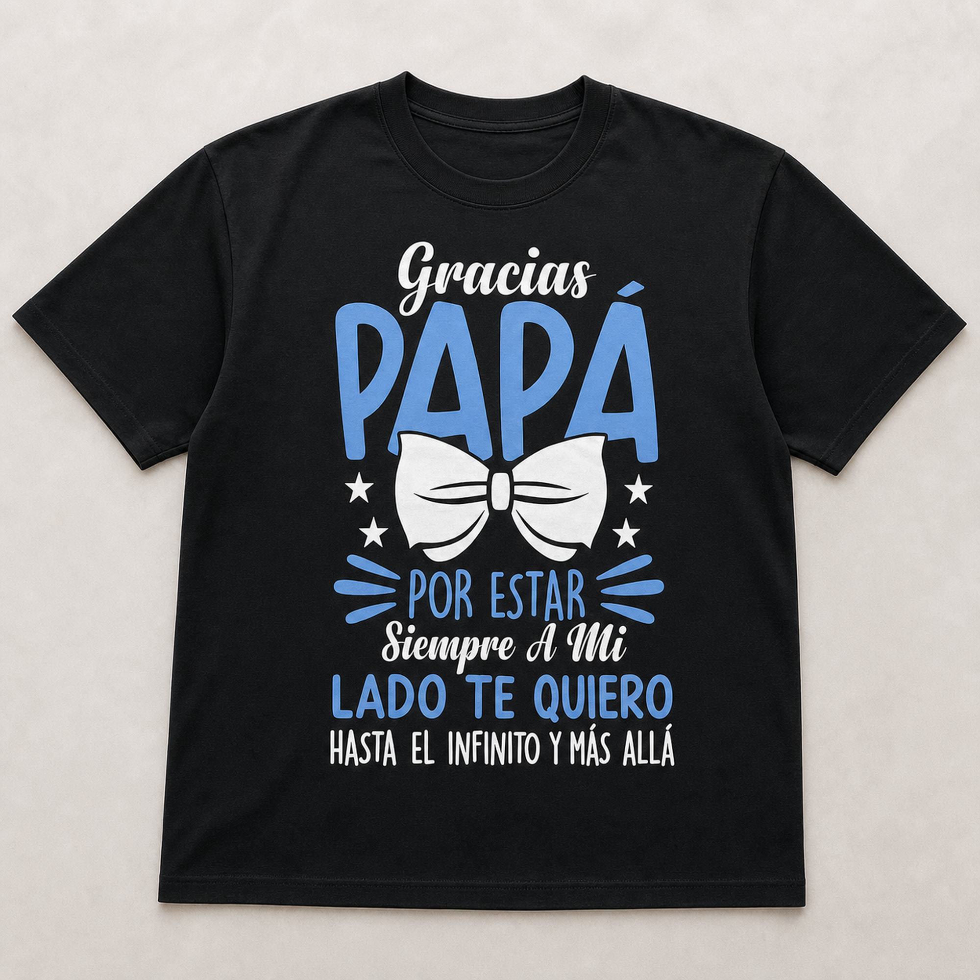 Gracias Papa Siempre A Mi Lado Spanish dad graphic tee black front flat lay
