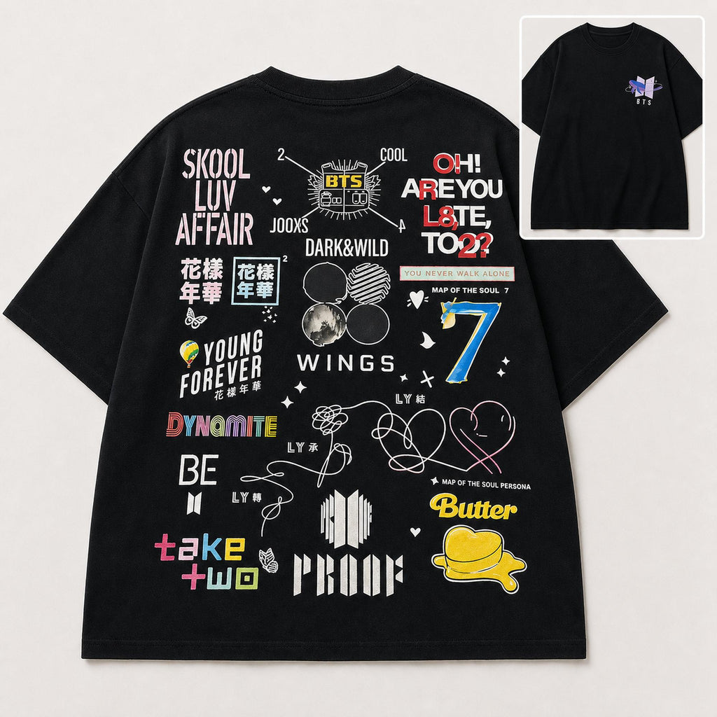 BTS 2026 Tour Graphic Tee front print product photo 03 | Diya Glow