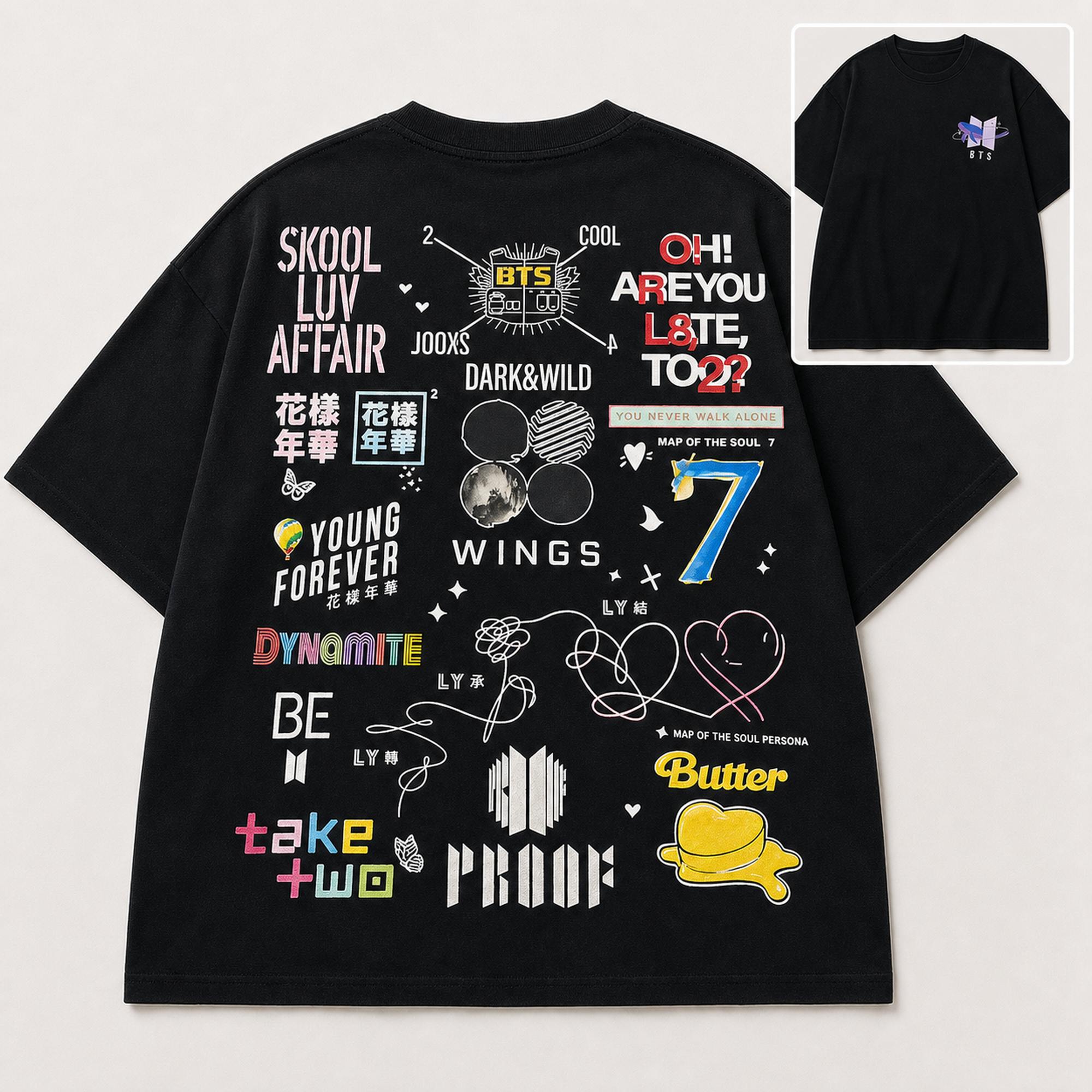 BTS 2026 Tour Graphic Tee front print product photo 03 | Diya Glow