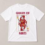Queen Of Farts playing card graphic tee white front flat lay