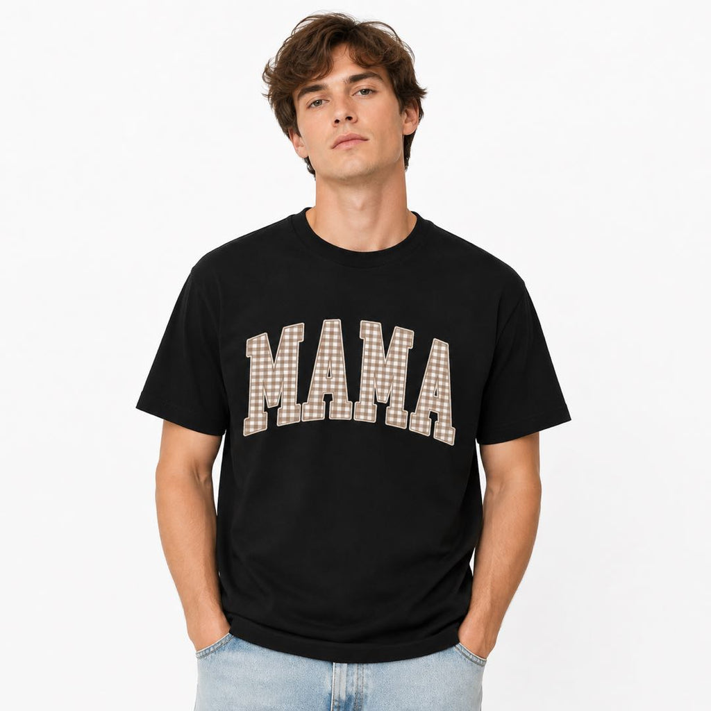 MAMA Plaid Graphic T-Shirt | Classic Motherhood Letter Print Tee | Gift For Mom