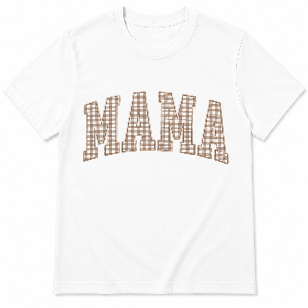MAMA Plaid Graphic T-Shirt | Classic Motherhood Letter Print Tee | Gift For Mom