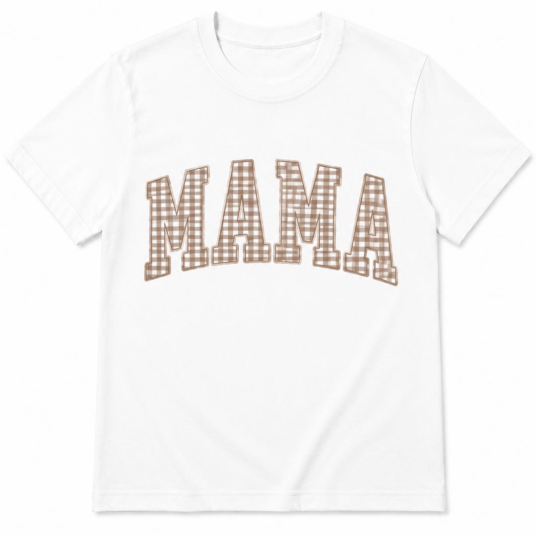 MAMA Plaid Graphic T-Shirt | Classic Motherhood Letter Print Tee | Gift For Mom