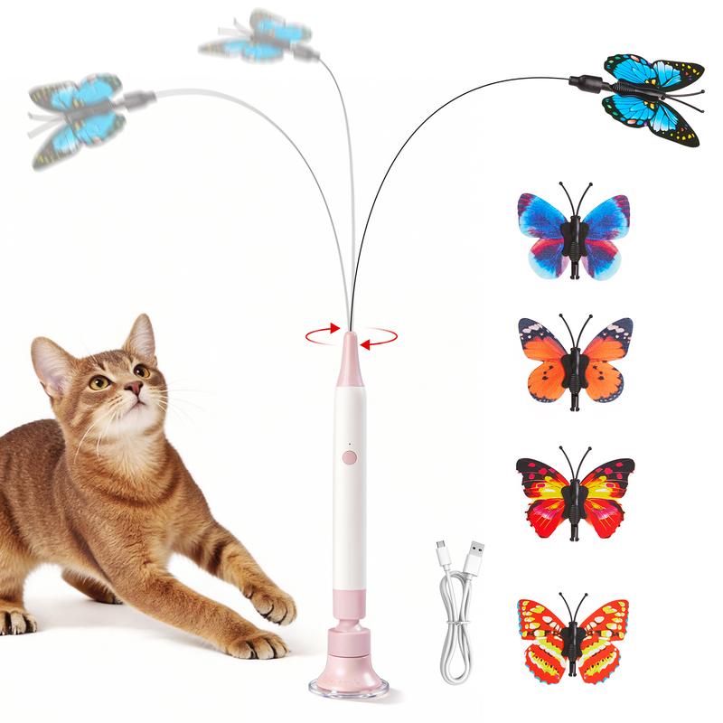 Electric Butterfly Cat Toy – 360° Spinning Rechargeable Wand