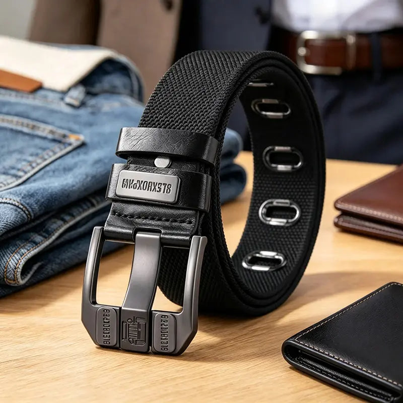 Adjustable Holeless Belt – Minimalist Square Sliding Buckle