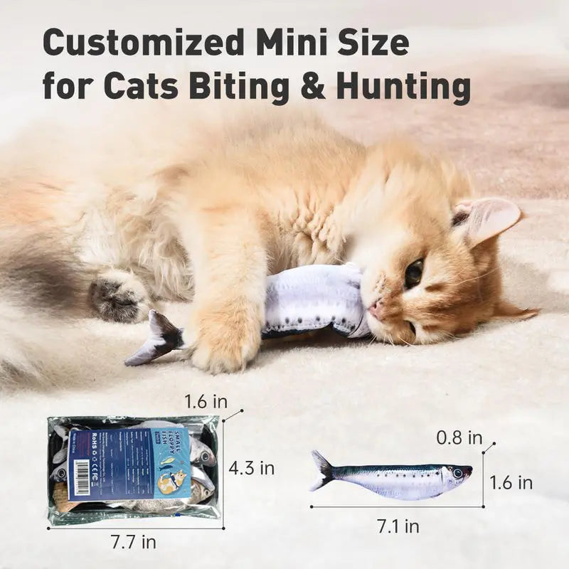 3-Pack Flopping Fish Cat Toys – Rechargeable Tap-Activated Interactive Toys
