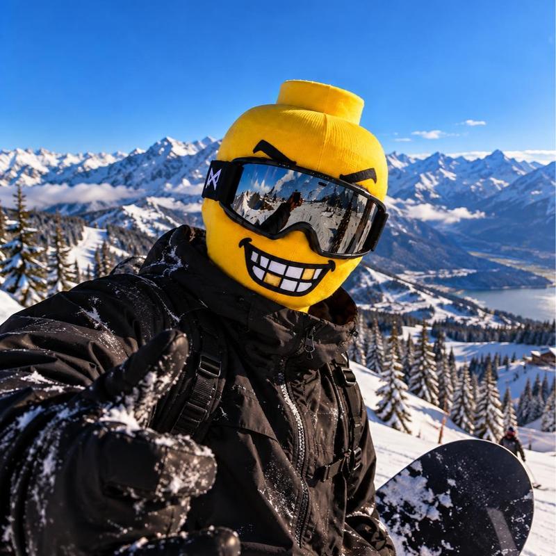 Funny Yellow Tongue-Out Ski Mask – Knitted Cartoon Balaclava