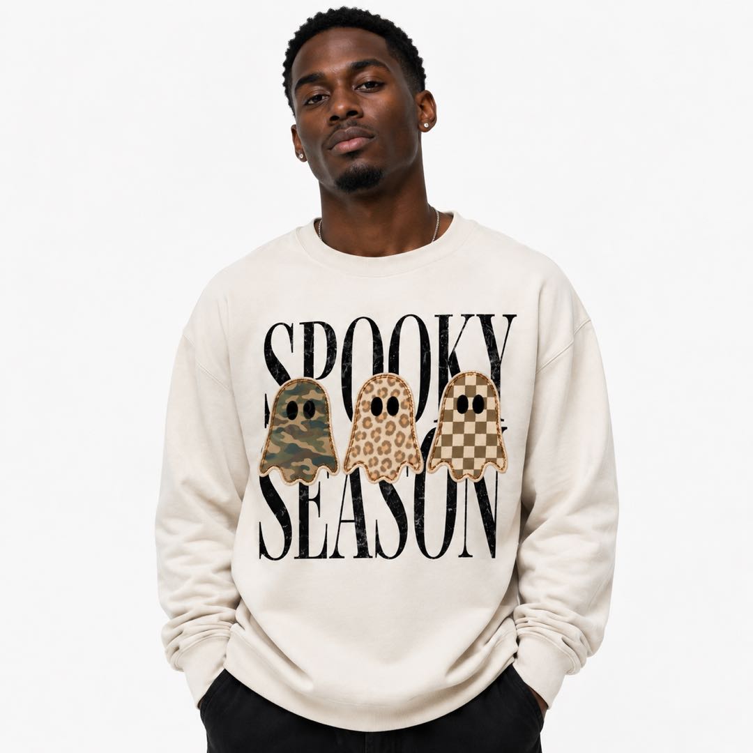 Spooky Season Ghost Graphic Sweatshirt | Cute Halloween Crewneck | Fall Pumpkin Season Pullover