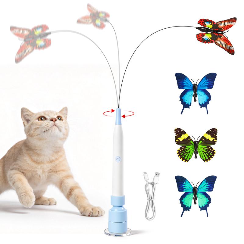 Electric Butterfly Cat Toy – 360° Spinning Rechargeable Wand
