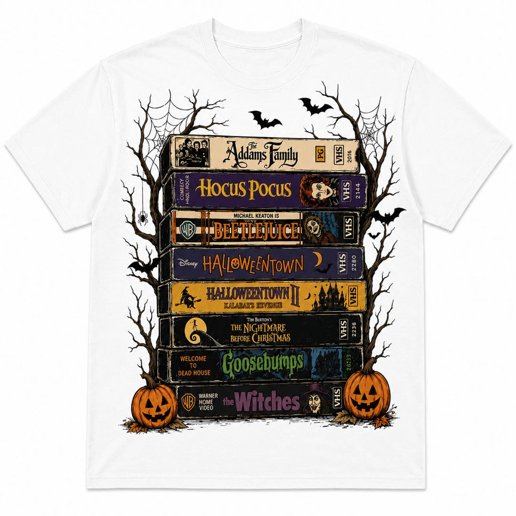 Vintage Halloween VHS Movies T-Shirt | Retro Spooky Season Graphic Tee | Horror Movie Lover Gift