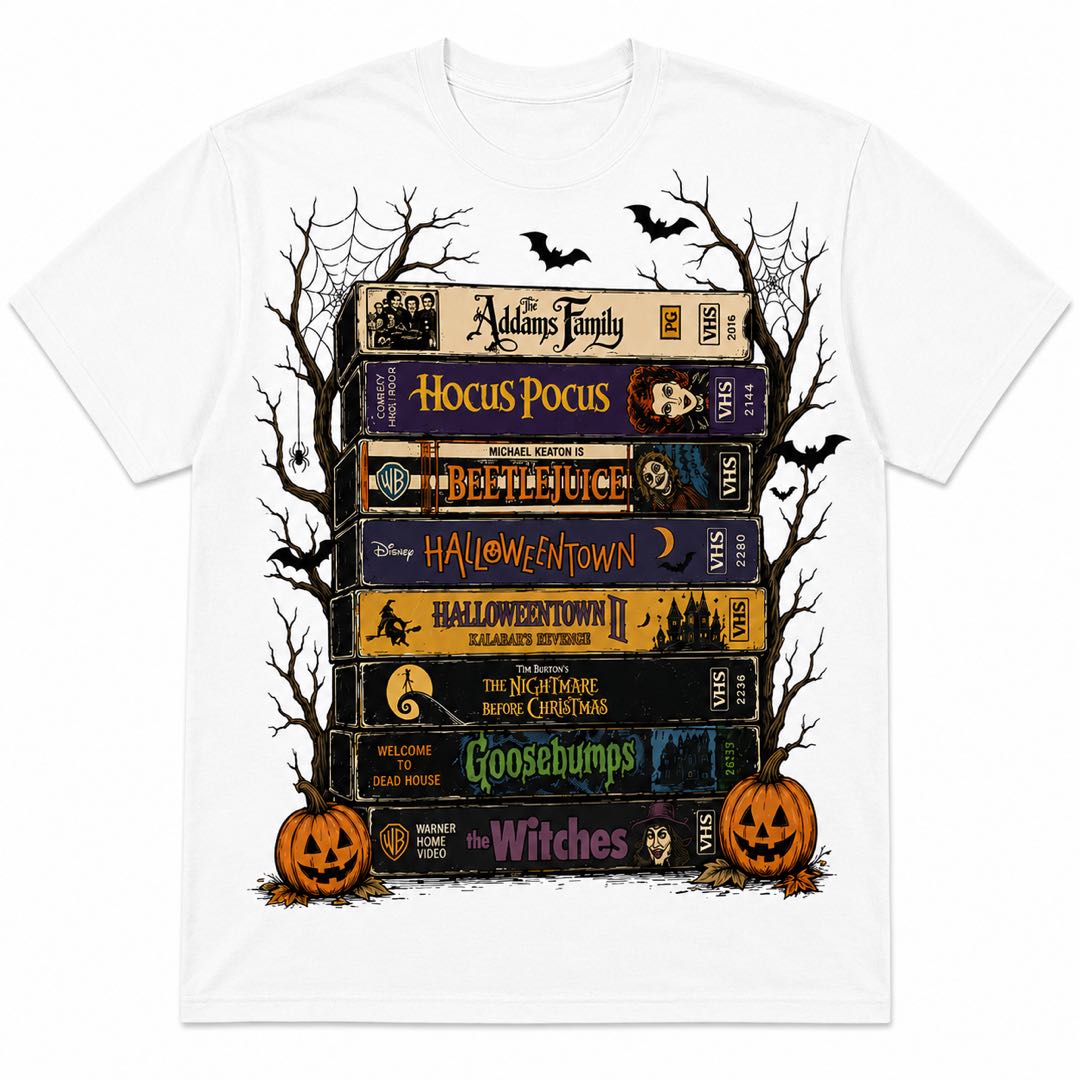 Vintage Halloween VHS Movies T-Shirt | Retro Spooky Season Graphic Tee | Horror Movie Lover Gift