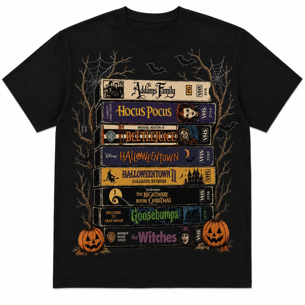Vintage Halloween VHS Movies T-Shirt | Retro Spooky Season Graphic Tee | Horror Movie Lover Gift