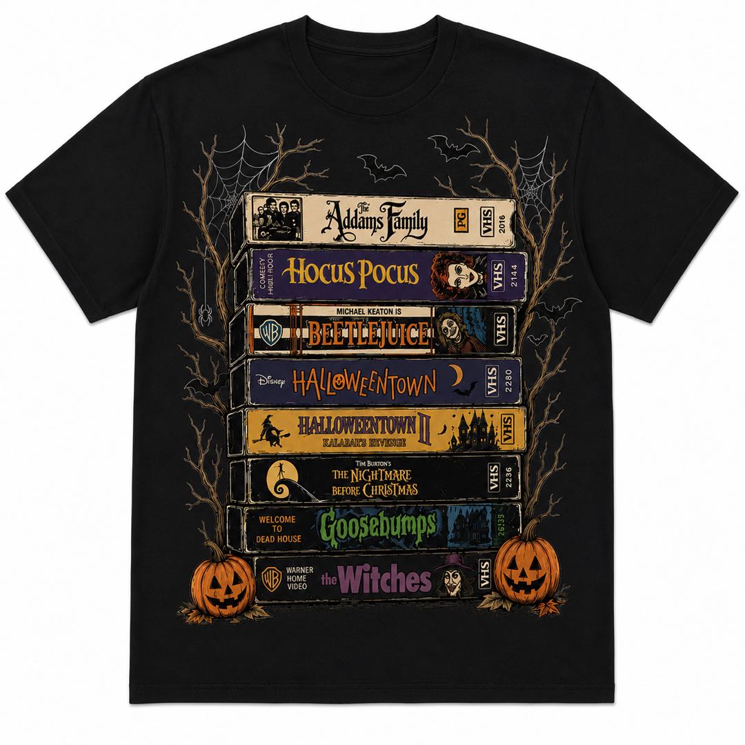 Vintage Halloween VHS Movies T-Shirt | Retro Spooky Season Graphic Tee | Horror Movie Lover Gift