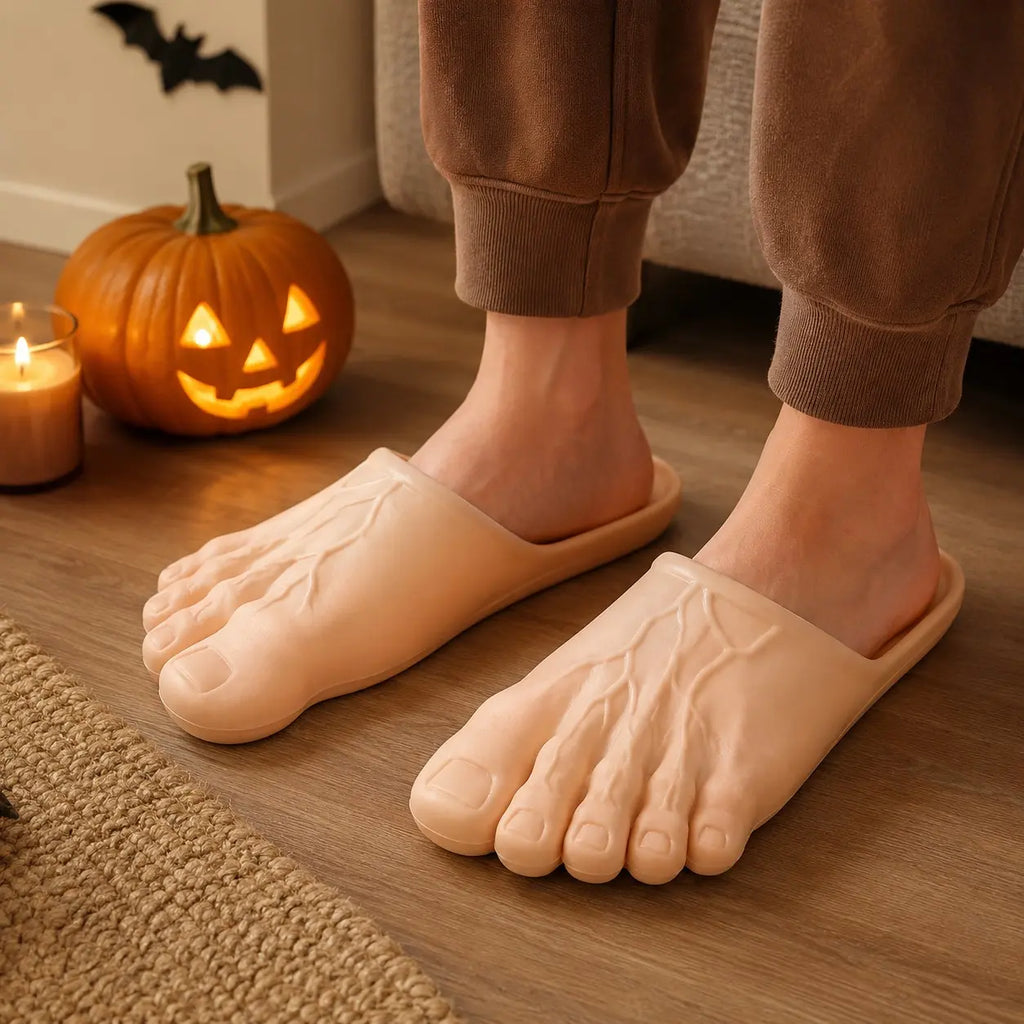 Funny Giant Toe Slippers – Barefoot-Look Halloween Costume Props