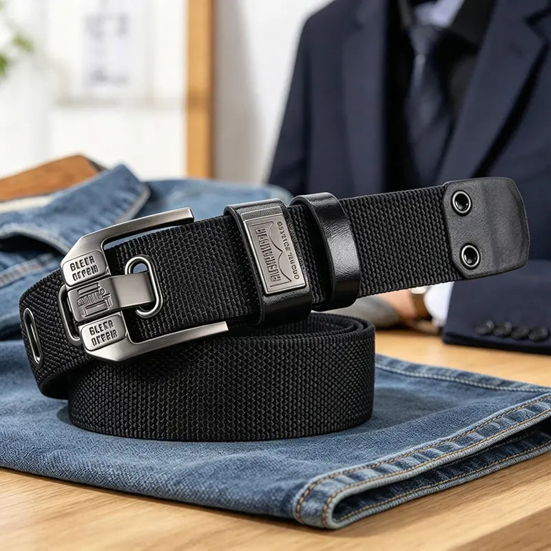 Adjustable Holeless Belt – Minimalist Square Sliding Buckle