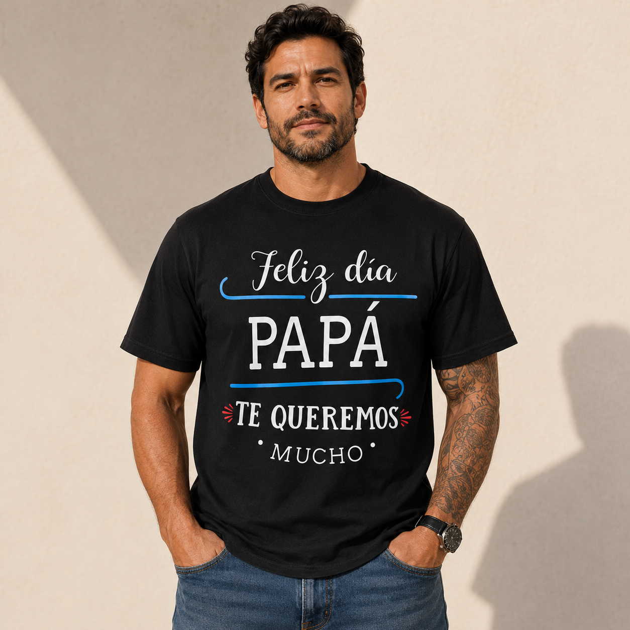 Feliz Dia Papa Te Queremos Mucho Father's Day Graphic Tee
