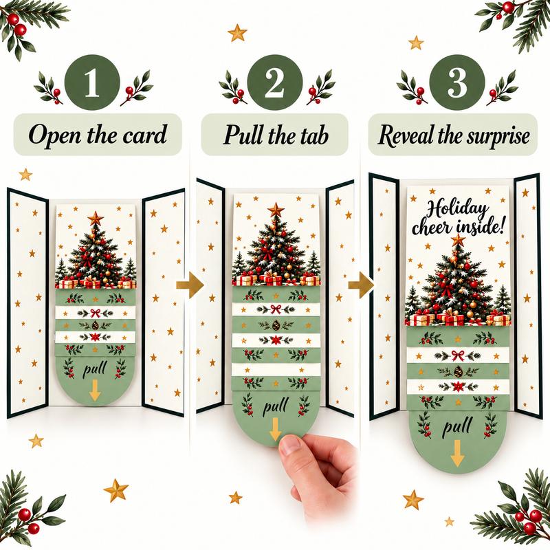 4PCS DIY Pull-Out Christmas Cards – Hidden Surprise Gift Card Holders