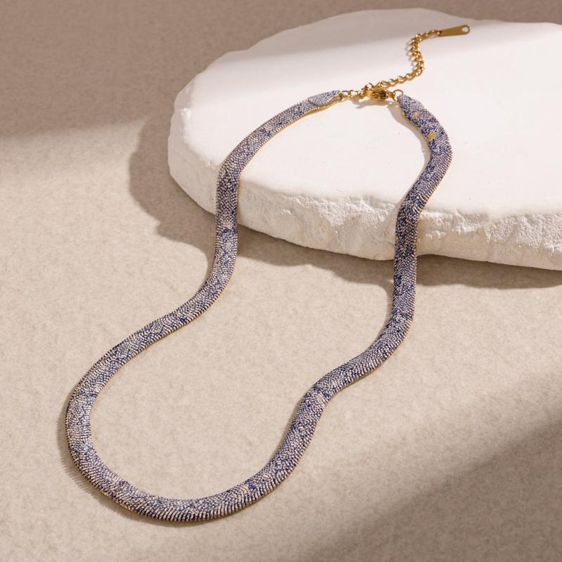 Snake Print Metal Statement Necklace for Women