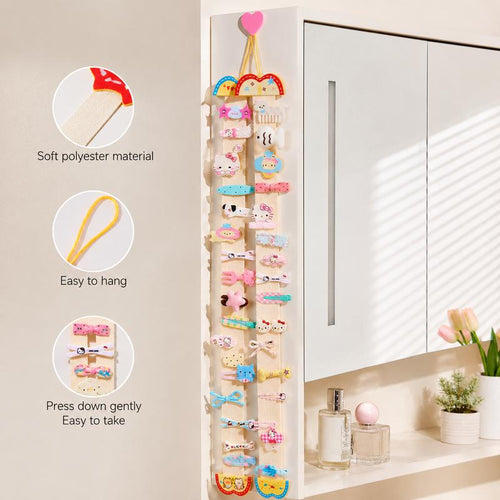 Cartoon Hanging Hair Clip Organizer – Soft Fabric Storage Holder