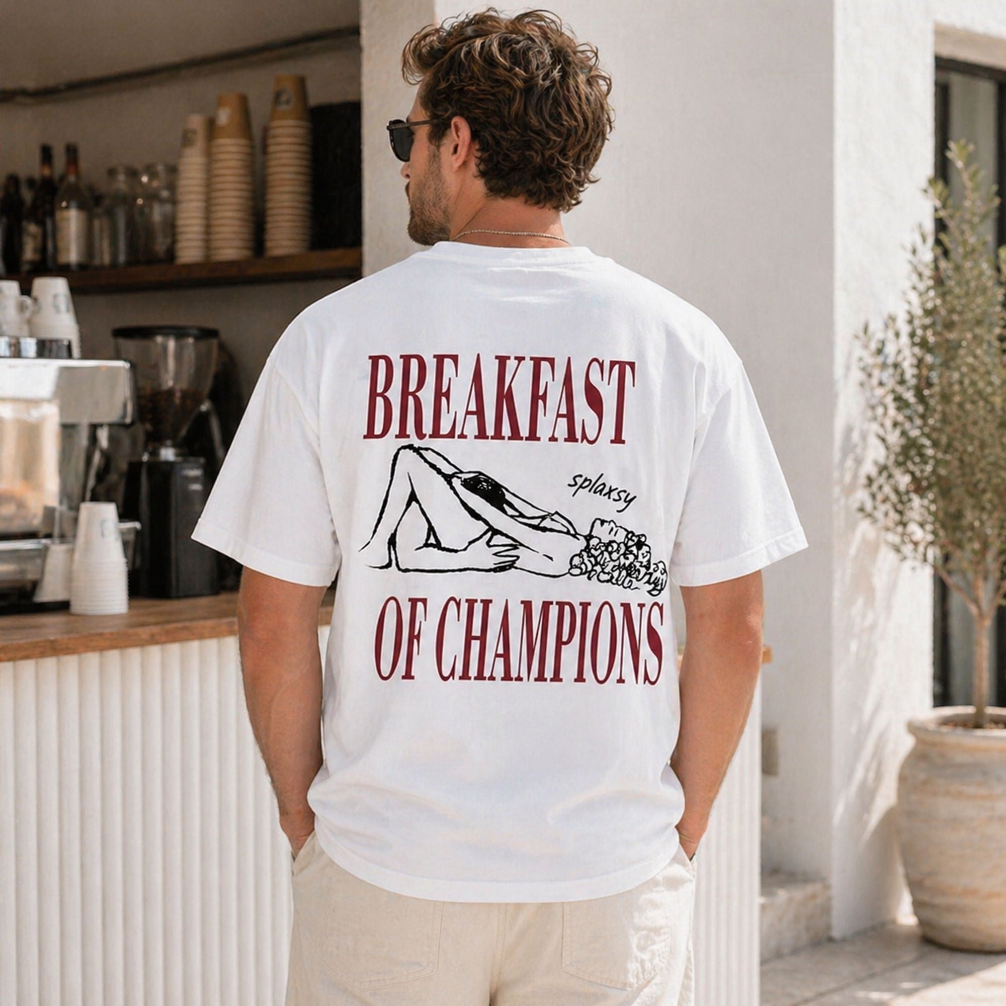 Breakfast Of Champions Funny Graphic Tee front print product photo 01 | Diya Glow