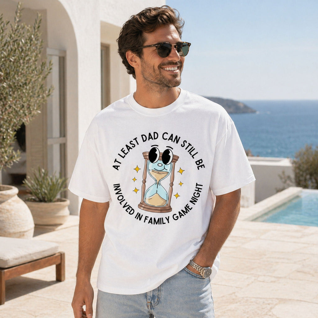 At Least Dad Can Still Be Involved In Family Game Night Graphic Tee front print product photo 01 | Diya Glow
