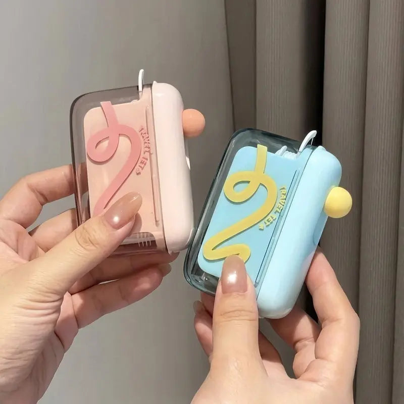 Pop-Up Floss Pick Dispenser with 100 Picks – Portable Refillable Case