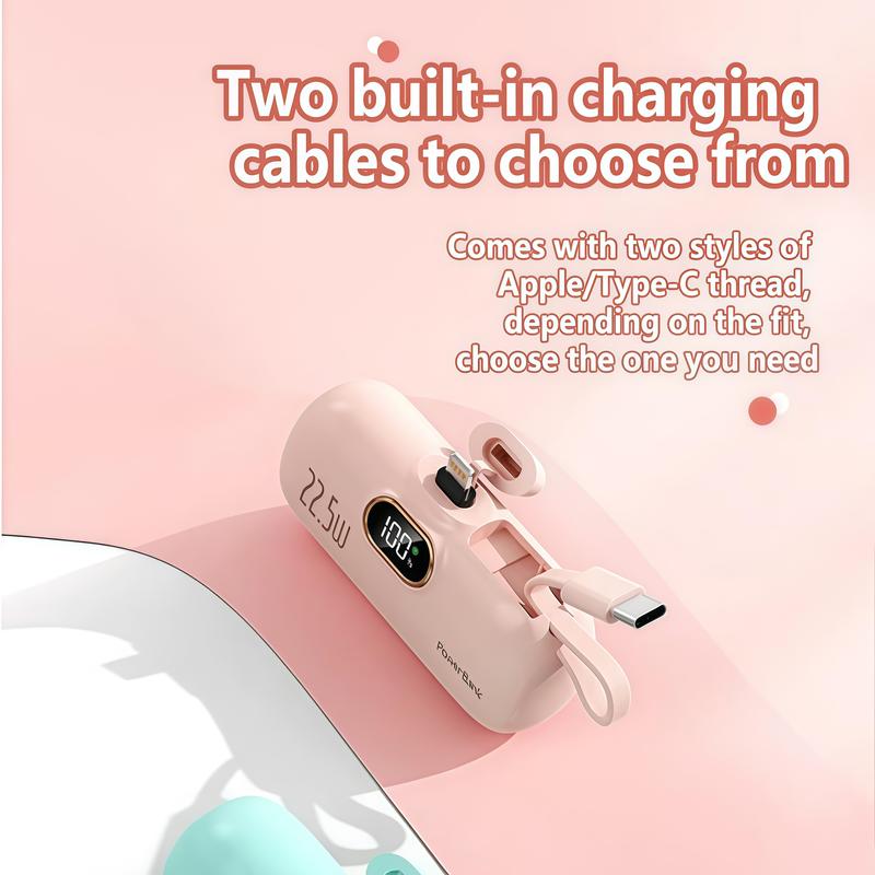 5000mAh Mini Power Bank – 22.5W USB-C & USB-A Portable Charger