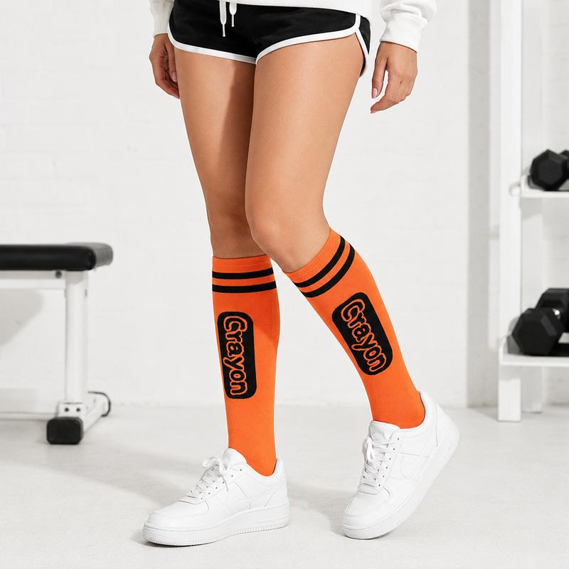 9 Pairs Colorful Crayon-Inspired Knee High Socks – Y2K Style