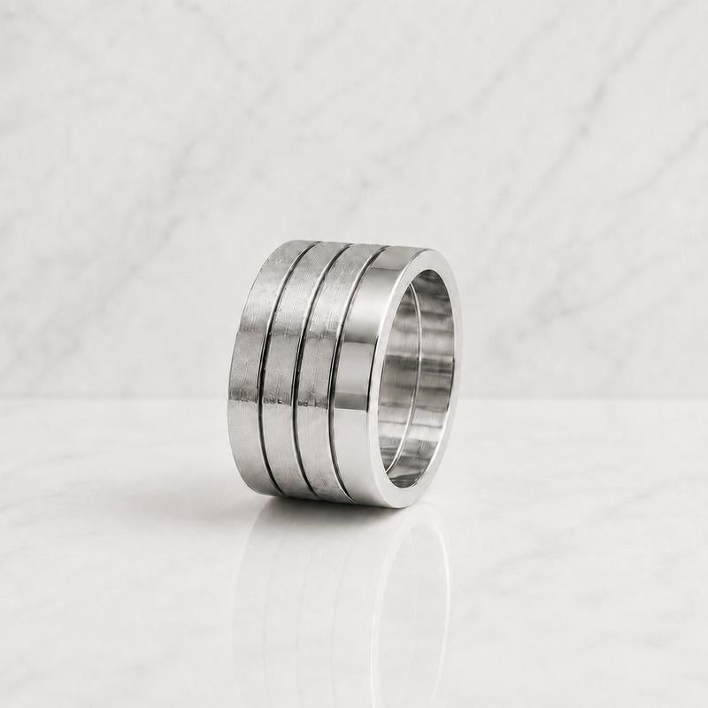 4-Band Interlinked Thumb Ring – Stainless Steel Fidget Jewelry