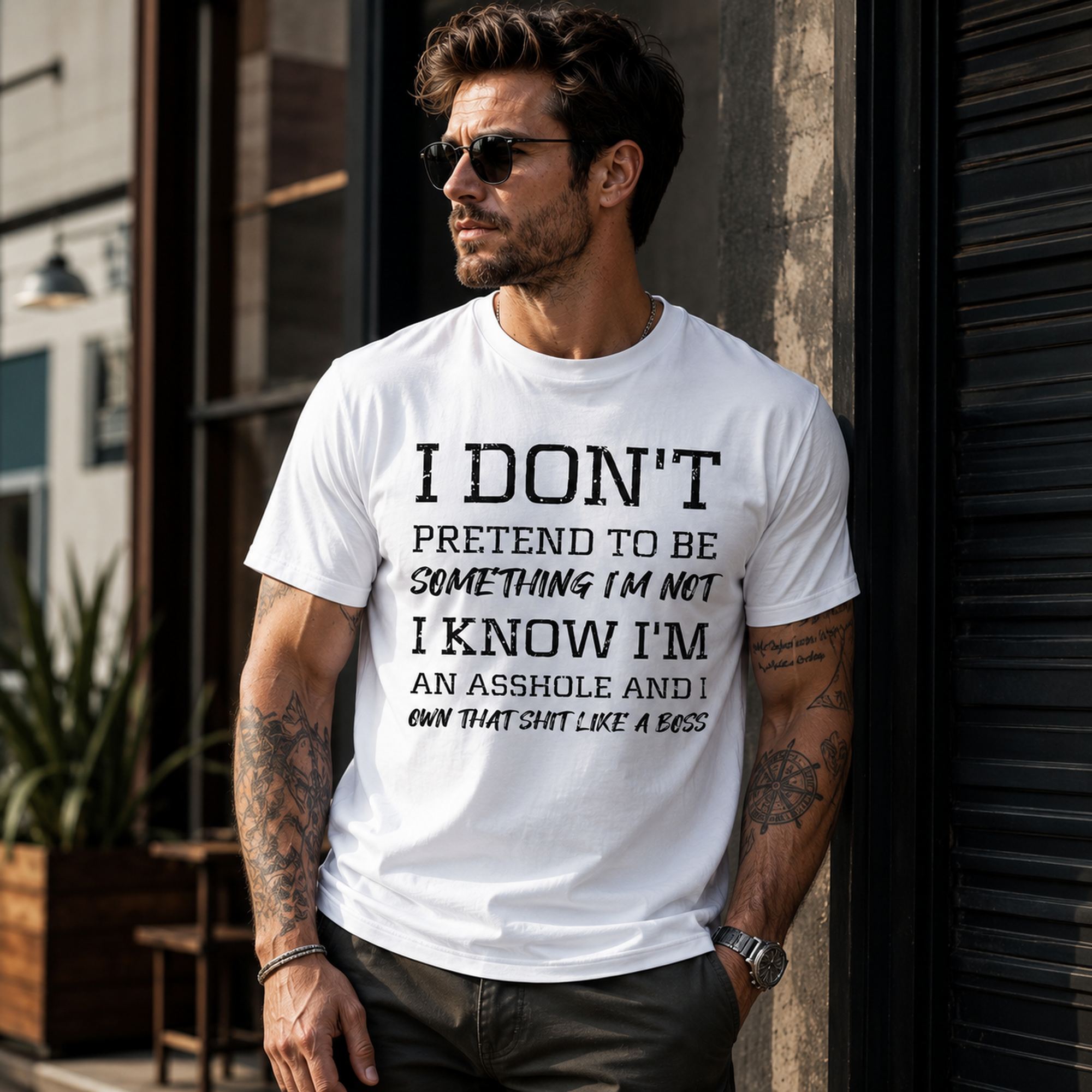 I Don't Pretend To Be Something I'm Not Funny Graphic Tee front print product photo 02 | Diya Glow