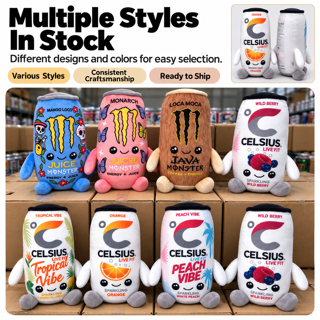 Cute Energy Drink Can Plush Toy – 8.7" Novelty Plushie