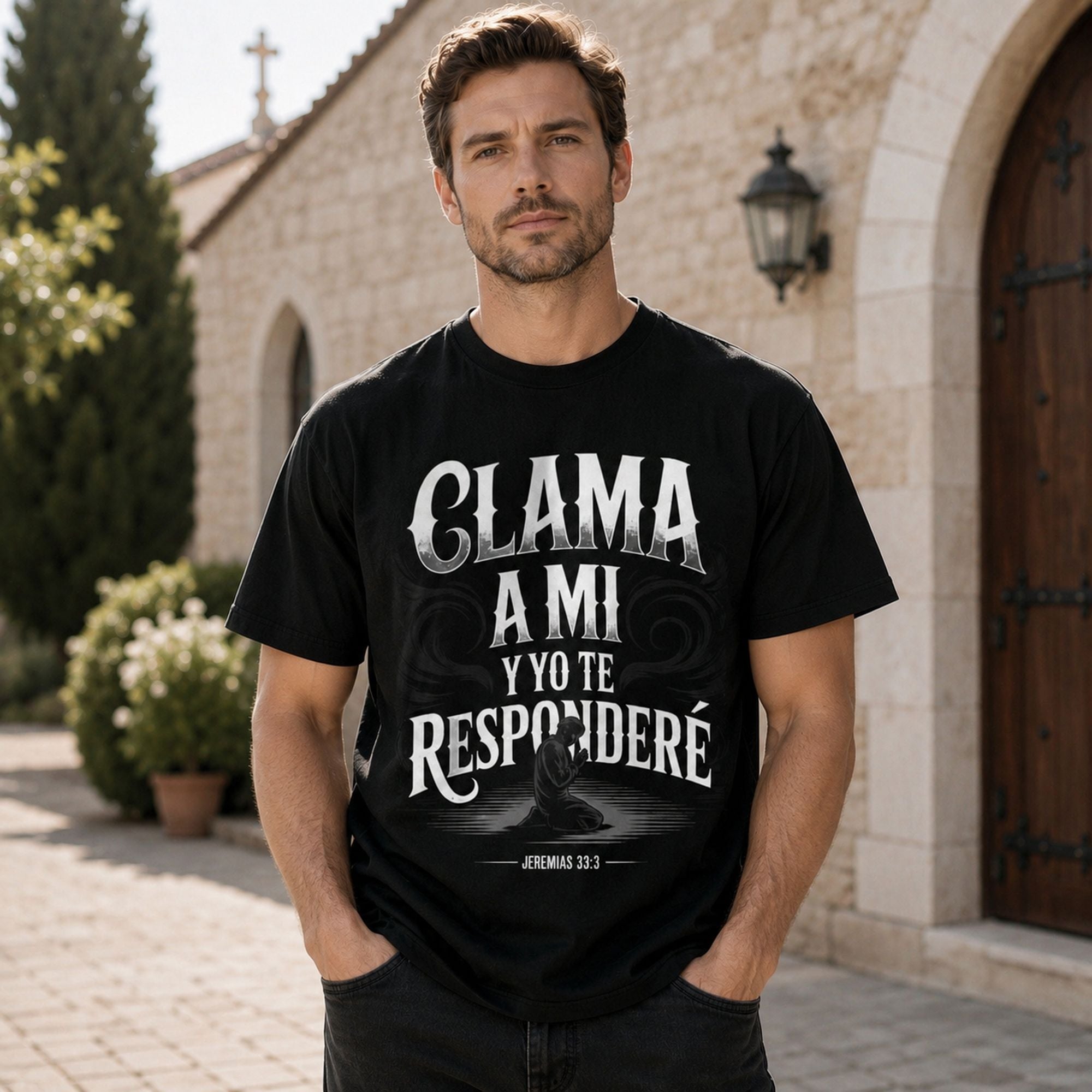 Clama A Mi Y Yo Te Respondere Jeremias 33 3 Faith Graphic Tee front print product photo 02 | Diya Glow