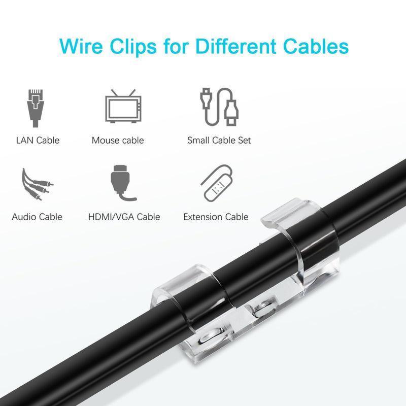 Clear Self-Adhesive Cable Clips – 20/40PCS Cord Organizers