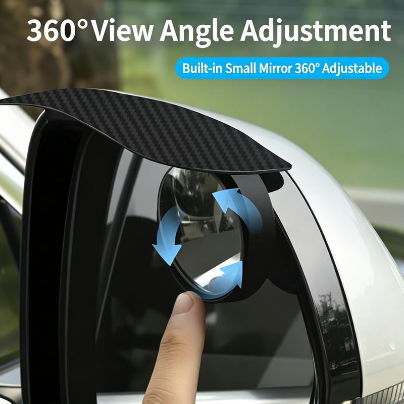 2-Pack Car Mirror Rain Guards – Round Blind Spot Mirror Visors