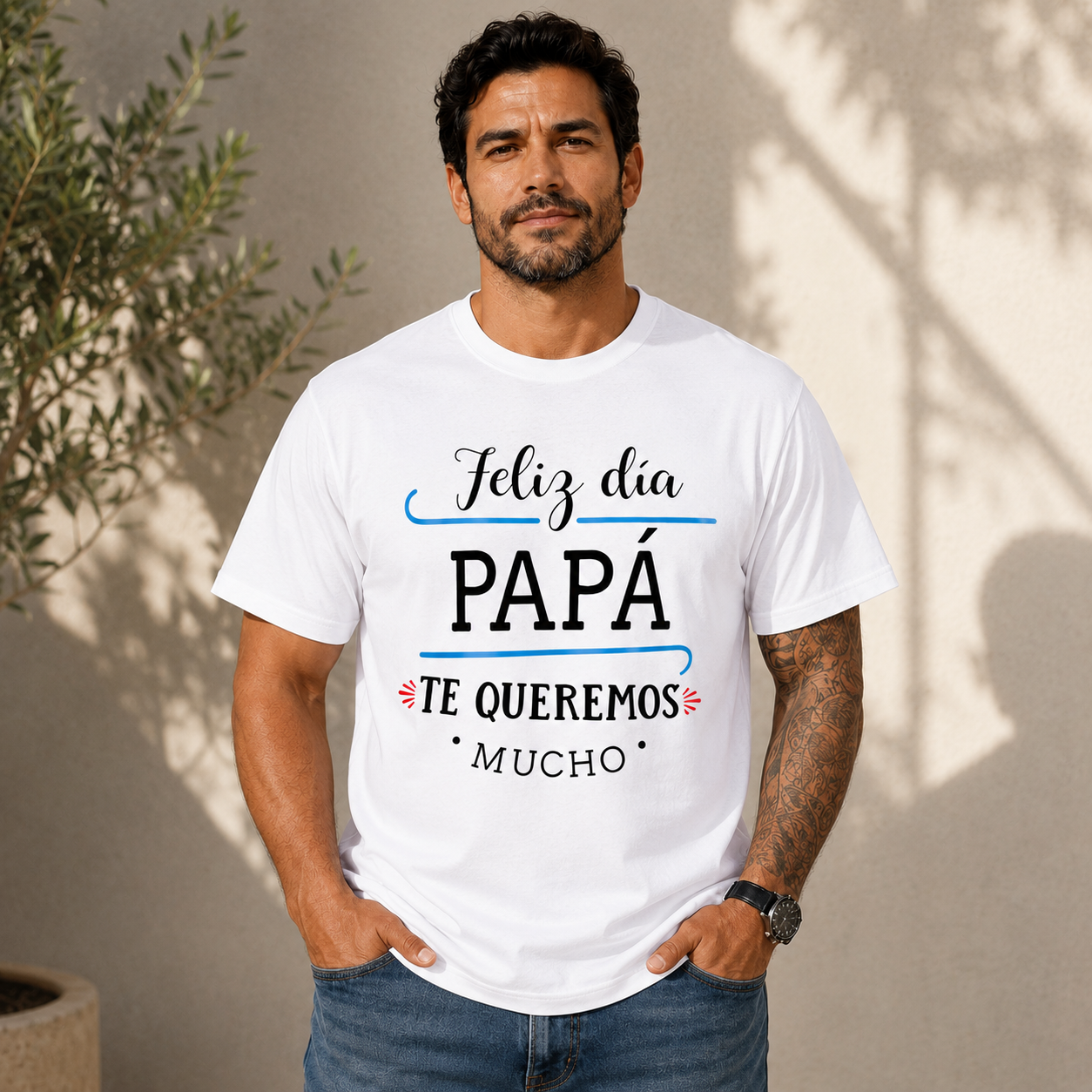 Feliz Dia Papa Te Queremos Mucho Father's Day Graphic Tee