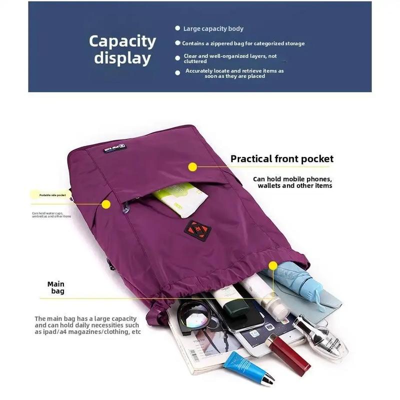Foldable Drawstring Backpack – Water-Repellent Gym & Travel Bag