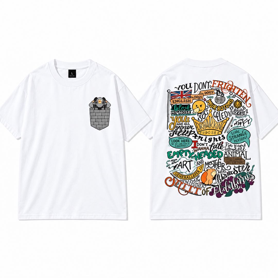 Funny Pocket Ghost Back Print Graphic T-Shirt