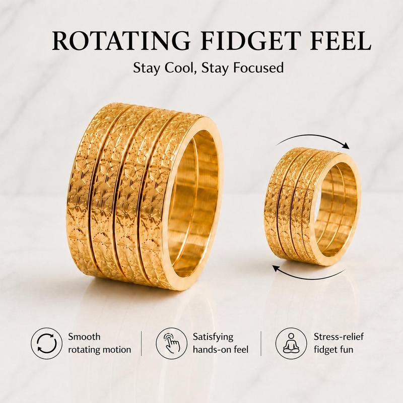 4-Band Interlinked Thumb Ring – Stainless Steel Fidget Jewelry