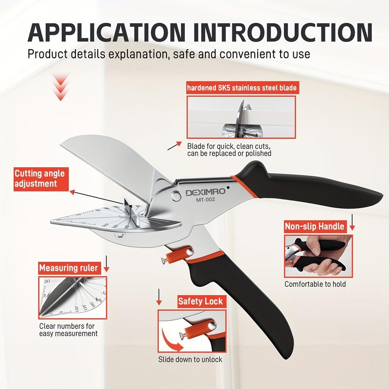 Stainless Steel Adjustable Miter Shears – 45°–135° Angle Cutter