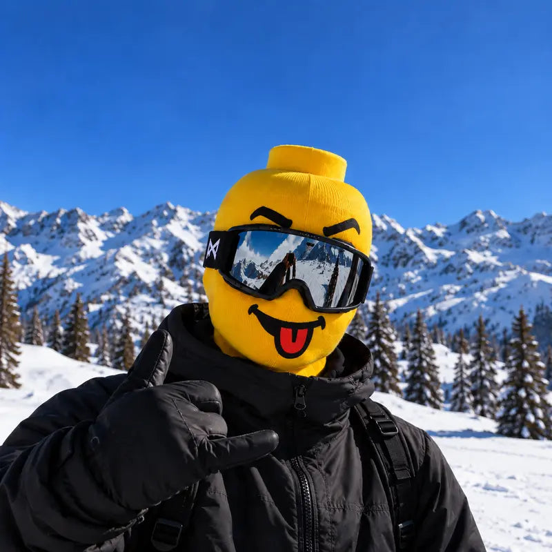 Funny Yellow Tongue-Out Ski Mask – Knitted Cartoon Balaclava