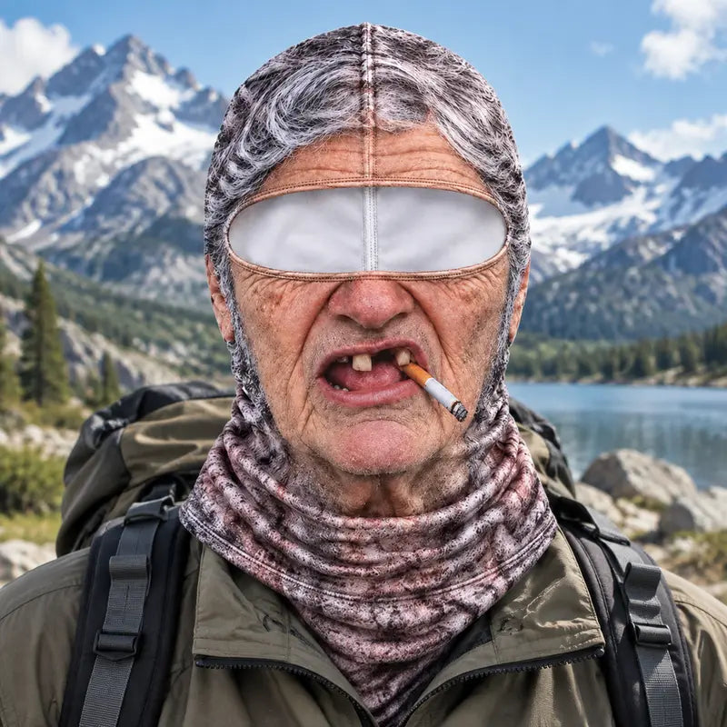 Funny Old Man Face Balaclava – Realistic Print Ski Mask