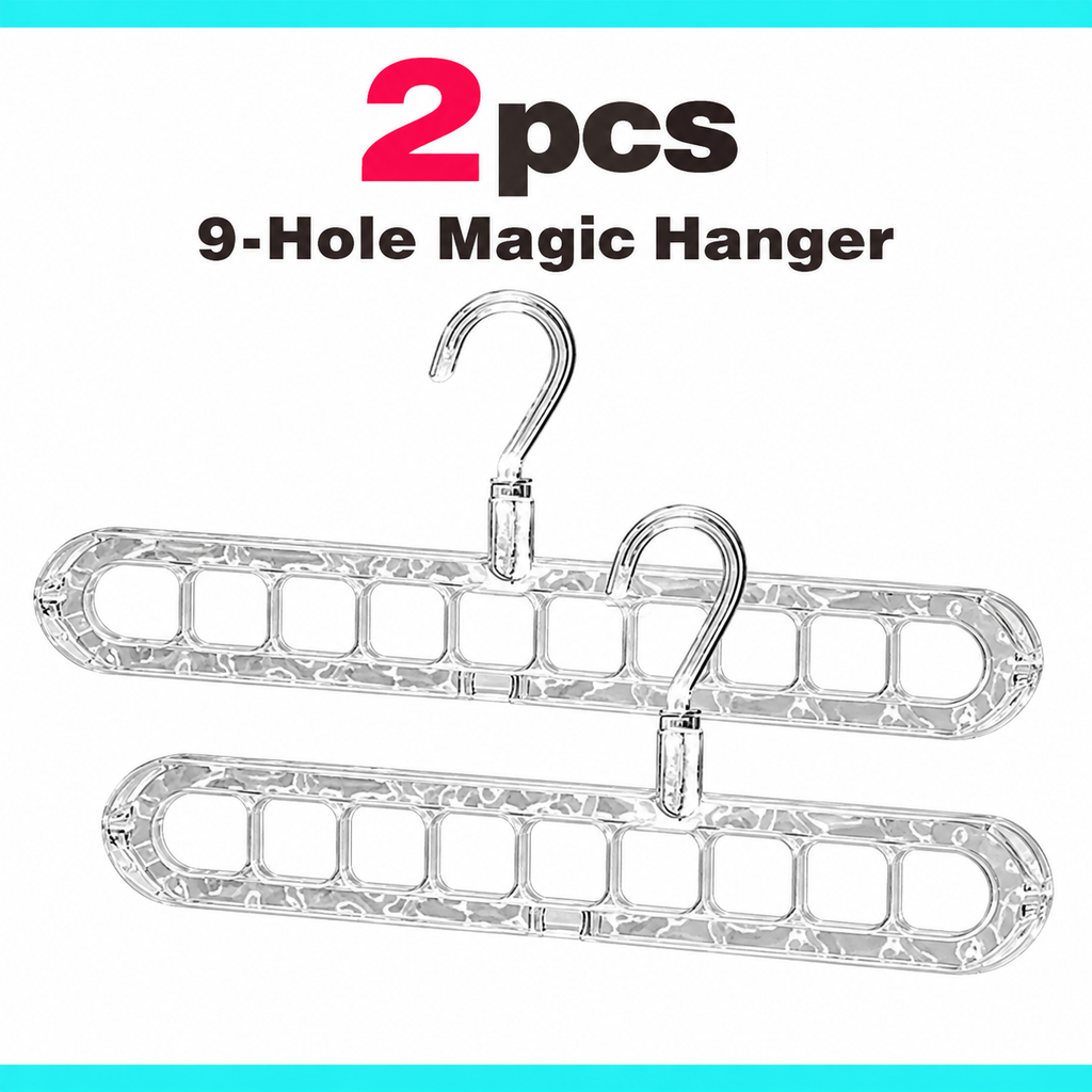 2-Pack 9-Hole Space-Saving Hanger Organizers – Closet Storage Racks