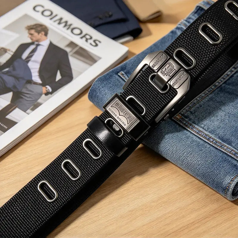 Adjustable Holeless Belt – Minimalist Square Sliding Buckle