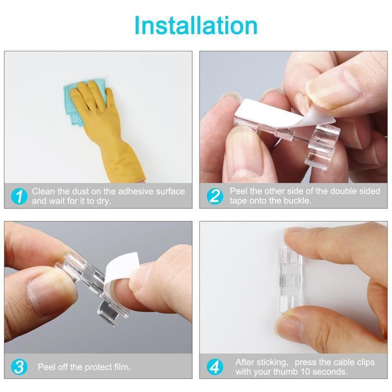 Clear Self-Adhesive Cable Clips – 20/40PCS Cord Organizers