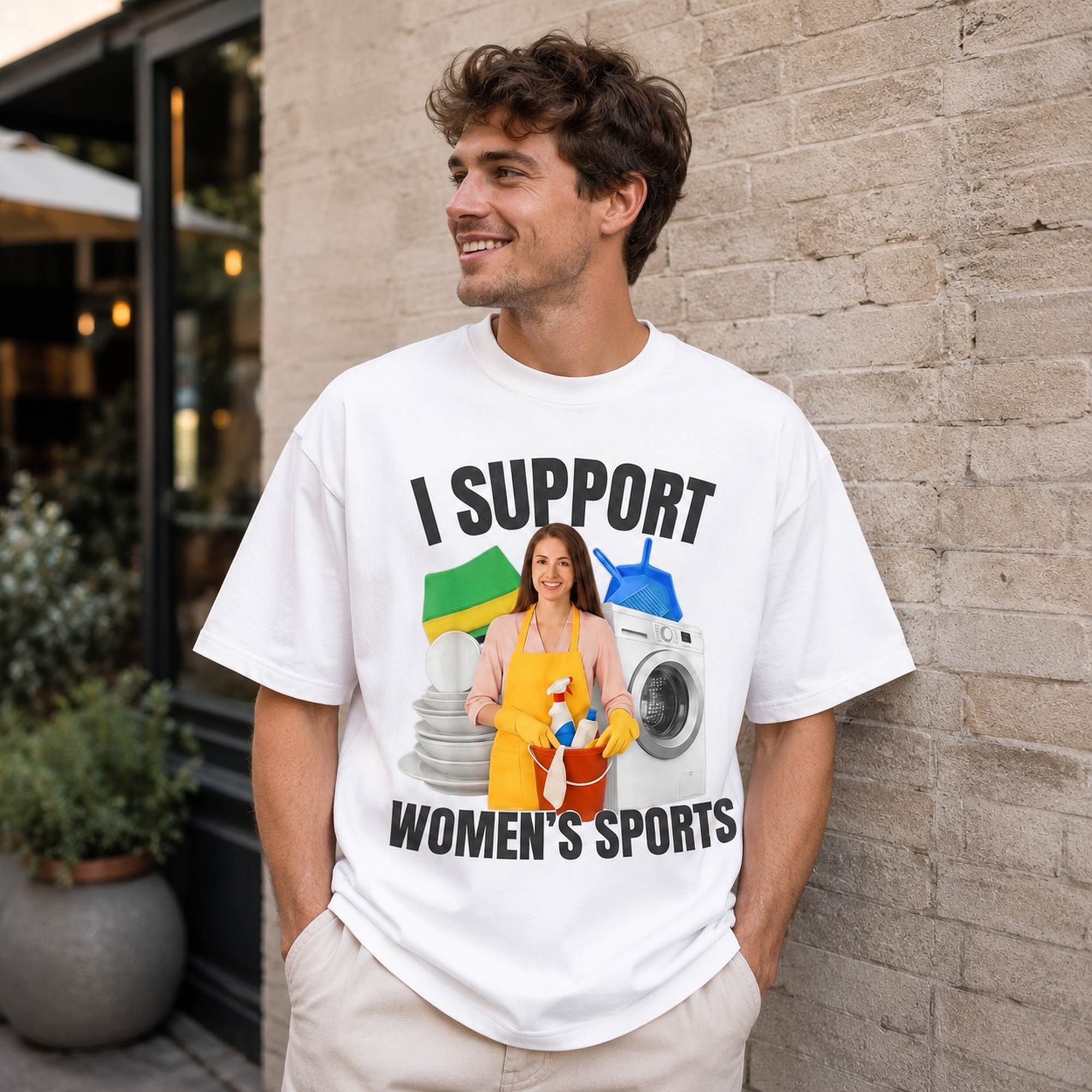 I Support Women's Sports Funny Graphic Tee front print product photo 04 | Diya Glow